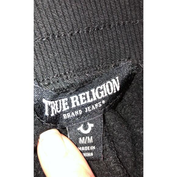 True Religion Sweat Lounge Pants Flock HS Jogger Pocket Black Womens Size M - Picture 5 of 11